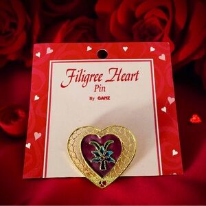 Vintage Filigree Gold Heart Brooch